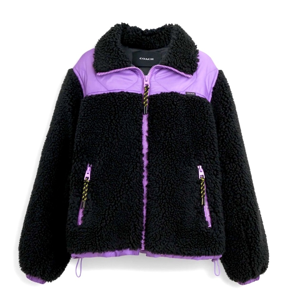 women’s Coach Quilted Sherpa Zip up hoodie jacket sz Large